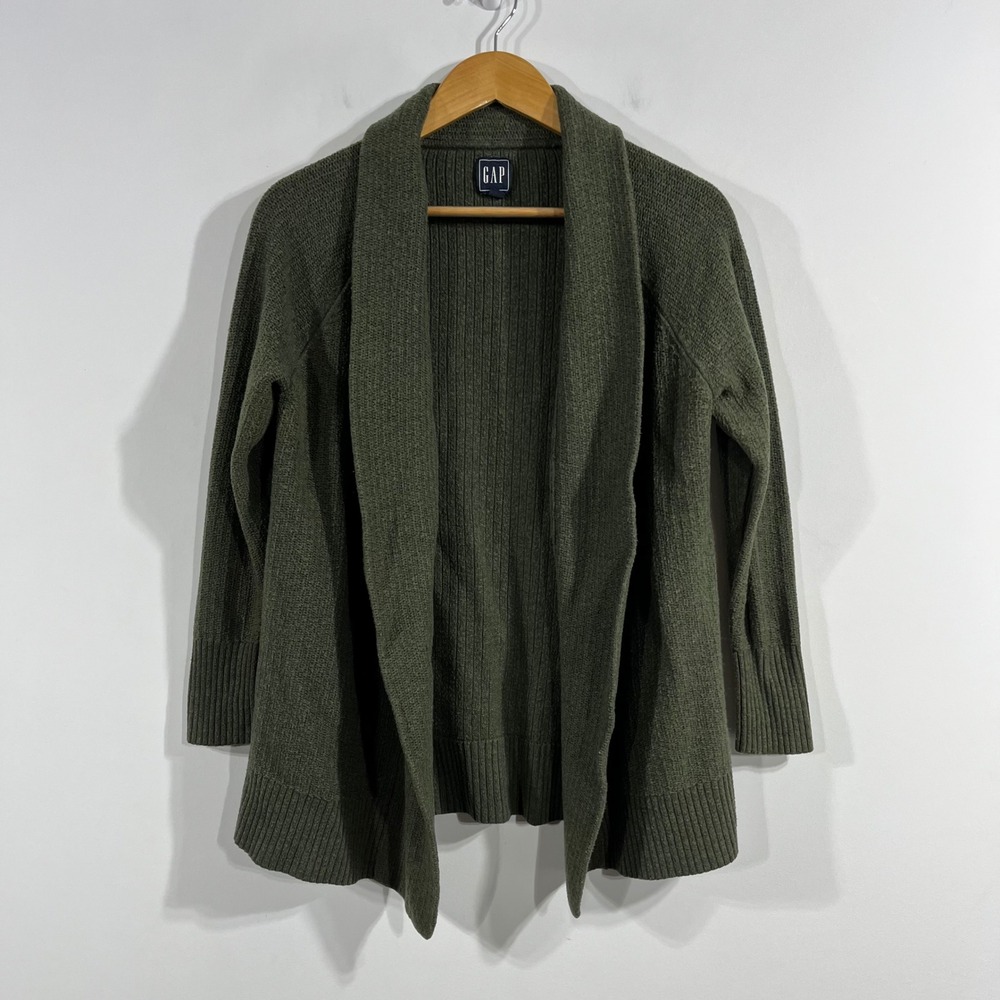 Gap Old Money Quiet Luxury Merino Wool Open Front Shawl Cardigan Womens Small